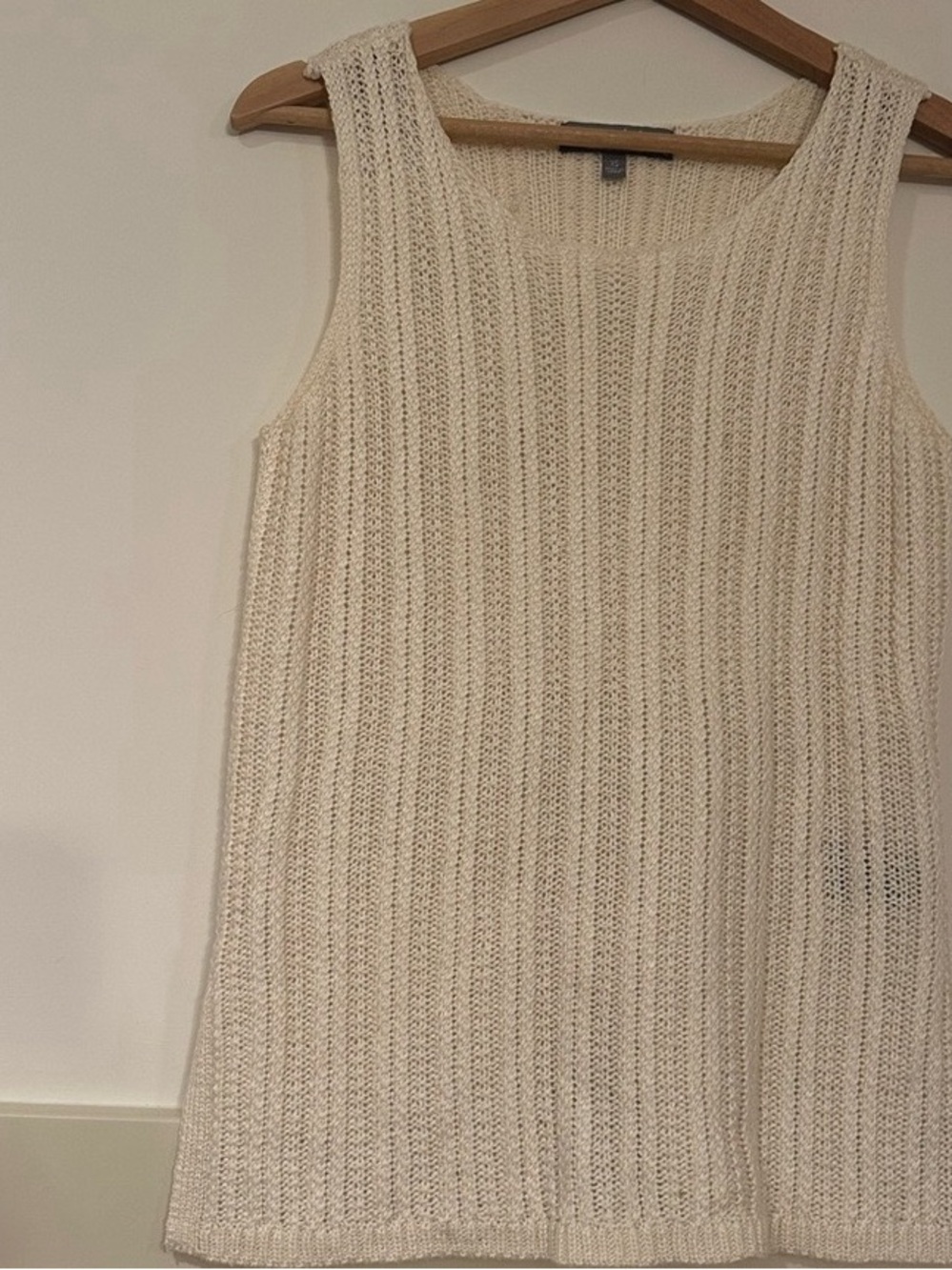 Sleeveless Scoop Neck Knit Tank Sweater - Cream